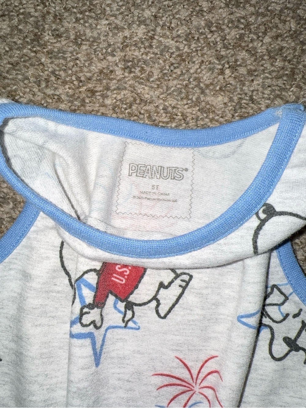 Peanuts Grey Sleeveless Snoopy Print Dress with Blue Trim - Picture 3 of 3
